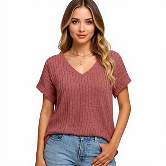 Dressy Casual V-Neck Side Split Tee
