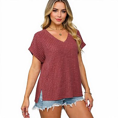 Dressy Casual V-Neck Side Split Tee