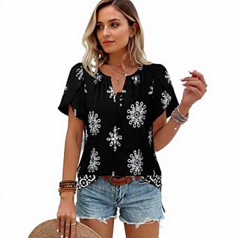 Women's Summer Floral Button-Up Shirt