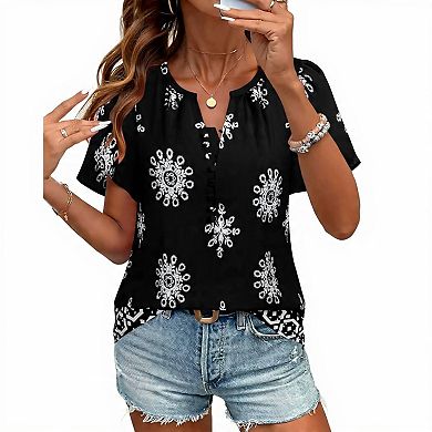 Women's Summer Floral Button-Up Shirt