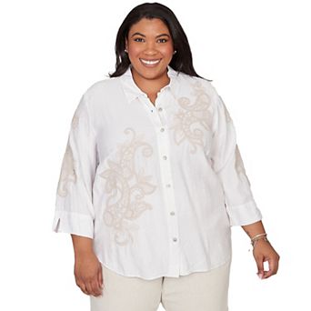 Plus Size Alfred Dunner Scroll Soutache Button-Front Top