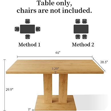 46" Modern Rectangular Dining Table with Oak MDF Top & Sturdy Base Perfect for Kitchen