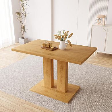 46" Modern Rectangular Dining Table with Oak MDF Top & Sturdy Base Perfect for Kitchen