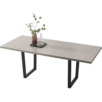 Extendable Dining Table for 68 Seats Adjustable 79″ Rectangular Table Modern Walnut Finish