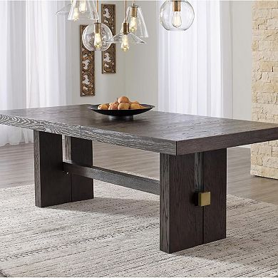 90″ Extendable Rectangular Dining Table in Dark Brown