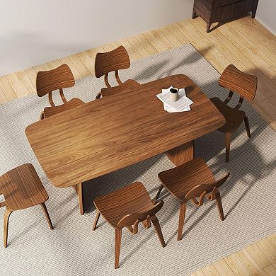 Rectangular Dining Table Seats 68, Walnut Wood Pedestal Base