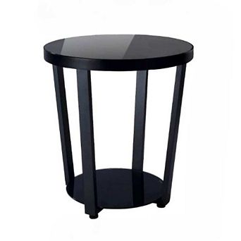 Round Tempered Glass Top Side Table