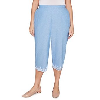 Plus Size Alfred Dunner Eyelet Embroidered Cuff Capris