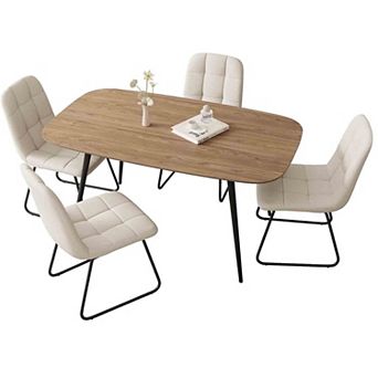 U‑Shaped Dining Table with Leather Chairs Space‑Saving Kitchen Set for 4