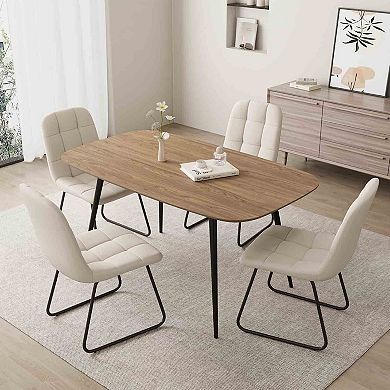 U‑Shaped Dining Table with Leather Chairs Space‑Saving Kitchen Set for 4