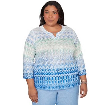 Women's Plus Alfred Dunner Split Neck Top