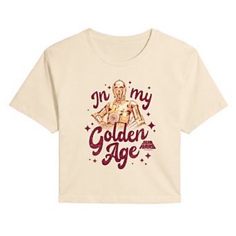 Juniors' Star Wars C-3PO In My Golden Age Cropped Tee