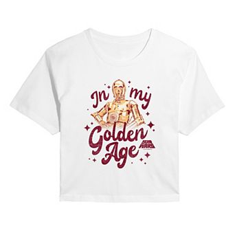 Juniors' Star Wars C-3PO In My Golden Age Cropped Tee