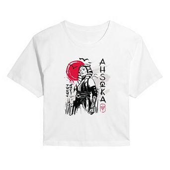 Juniors' Star Wars Ahsoka Ink Drawing Cropped Tee