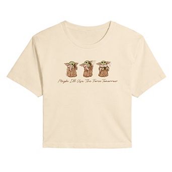 Juniors' Star Wars The Mandalorian Grogu Cropped Tee