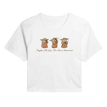 Juniors' Star Wars The Mandalorian Grogu Cropped Tee