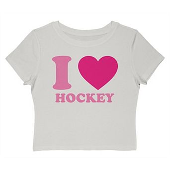 Juniors' I Heart Hockey Graphic Baby Tee