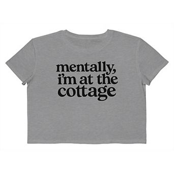 Juniors' Mentally I'm At The Cottage Boxy Cropped Graphic Tee