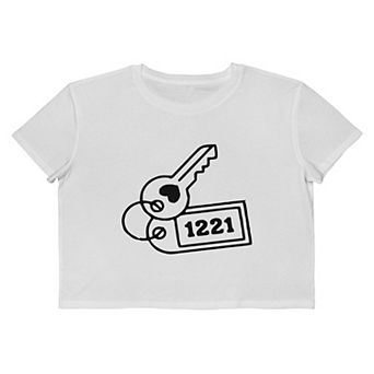 Juniors' Room 1221 Key Boxy Cropped Graphic Tee