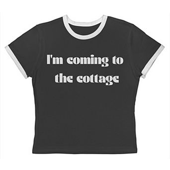 Juniors' I'm Coming To The Cottage Graphic Ringer Baby Tee
