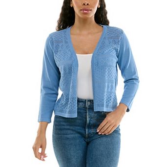 Women's Nina Leonard Three-Quarter Sleeve Diamond Bolero Sweater