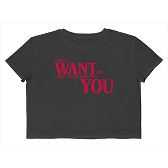 Juniors' Grayson Threads The Label I Only Want You Boxy Cropped Graphic Tee