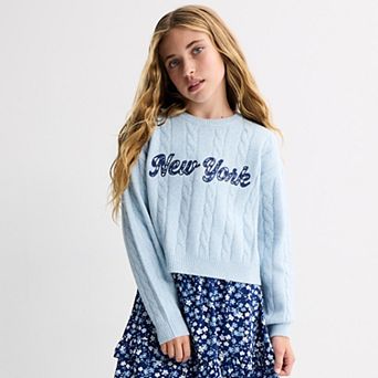 Girls 7-16 Mini Society Patch Cable Knit Sweater & Dress 2 pc Set