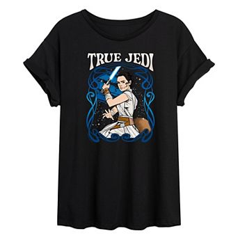 Juniors' Star Wars Rey Art Nouveau Oversized Tee