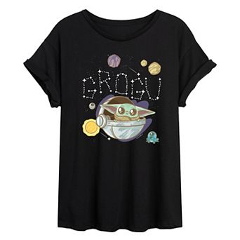 Juniors' Star Wars The Mandalorian Grogu Oversized Tee