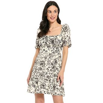 Women's London Times Puff Sleeve Smocked Back Short Dress