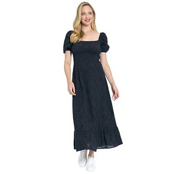 Women's London Times Puff Sleeve Empire Smocked Back Midi Dress