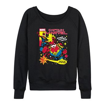 Women's Marvel Captain Marvel Comic Cover French Terry Long Sleeve Tee