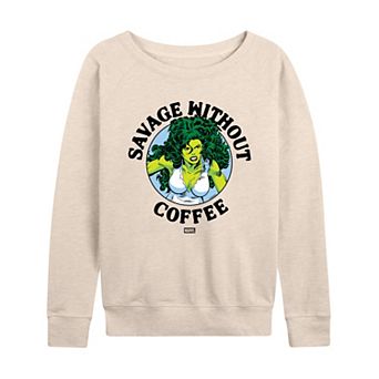 Women's Marvel She-Hulk Savage Without Coffee French Terry Long Sleeve Tee