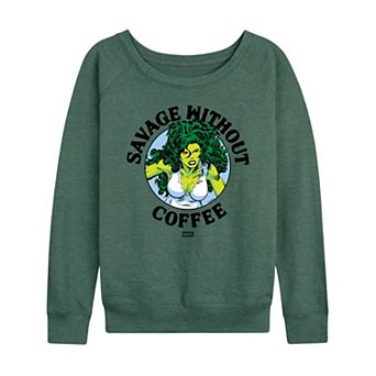 Women's Marvel She-Hulk Savage Without Coffee French Terry Long Sleeve Tee