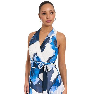 Women's London Times Sash Belt Halter Maxi Dress