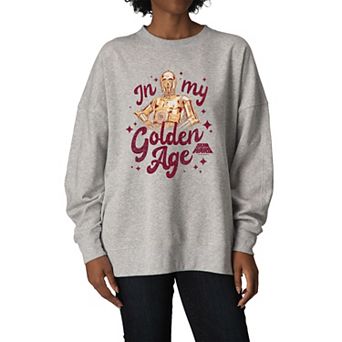 Women's Star Wars C-3PO In My Golden Age Oversized Fleece Crew Sweatshirt