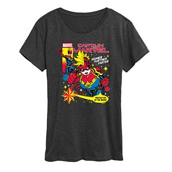 Women's Marvel Captain Marvel Comic Cover Graphic Tee
