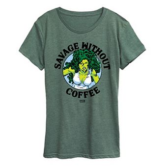 Women's Marvel She-Hulk Savage Without Coffee Graphic Tee