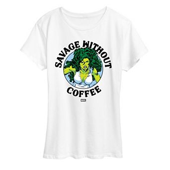 Women's Marvel She-Hulk Savage Without Coffee Graphic Tee