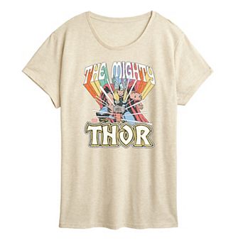 Women's Marvel The Mighty Thor Rainbow Distressed Graphic Tee