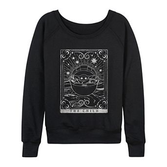 Women's Star Wars The Mandalorian The Child Tarot Card French Terry Long Sleeve Tee