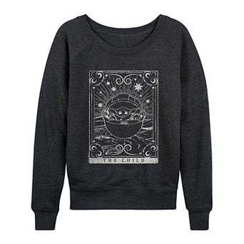 Women's Star Wars The Mandalorian The Child Tarot Card French Terry Long Sleeve Tee