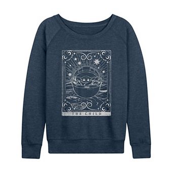 Women's Star Wars The Mandalorian The Child Tarot Card French Terry Long Sleeve Tee