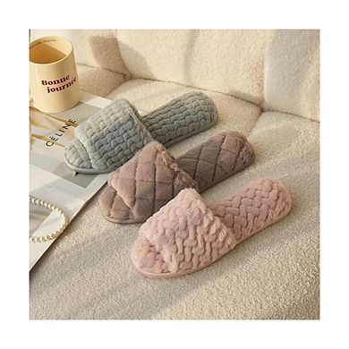 Roxoni Women’s Plush Patterned Slip-On House Slippers
