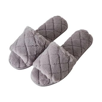 Roxoni Women’s Plush Patterned Slip-On House Slippers