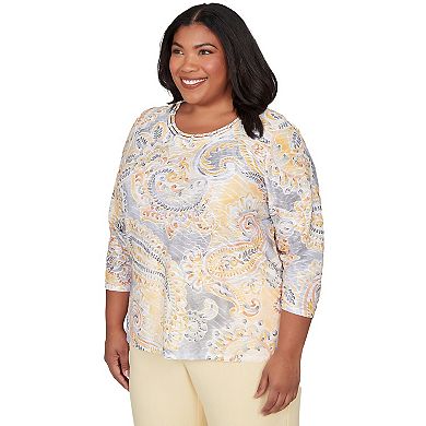 Plus Size Alfred Dunner Paisley Printed Patch Knit Top