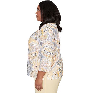 Plus Size Alfred Dunner Paisley Printed Patch Knit Top
