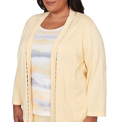Plus Size Alfred Dunner Pearl Stripe Two in One Sweater
