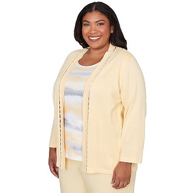 Plus Size Alfred Dunner Pearl Stripe Two in One Sweater