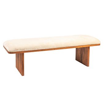 Hello Honey Rectangular Acacia Wood and Crushed Velvet Bench